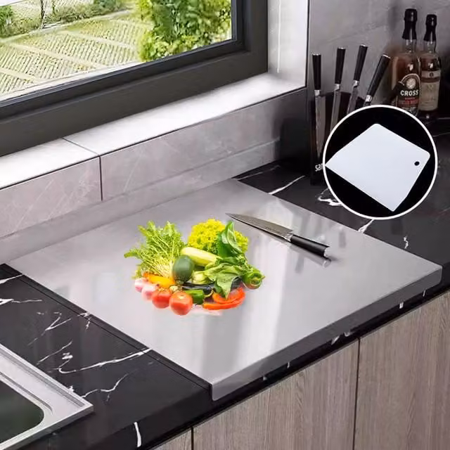 SPETLEK Stainless Steel Rectangular Cutting and Chopping Board in Silver