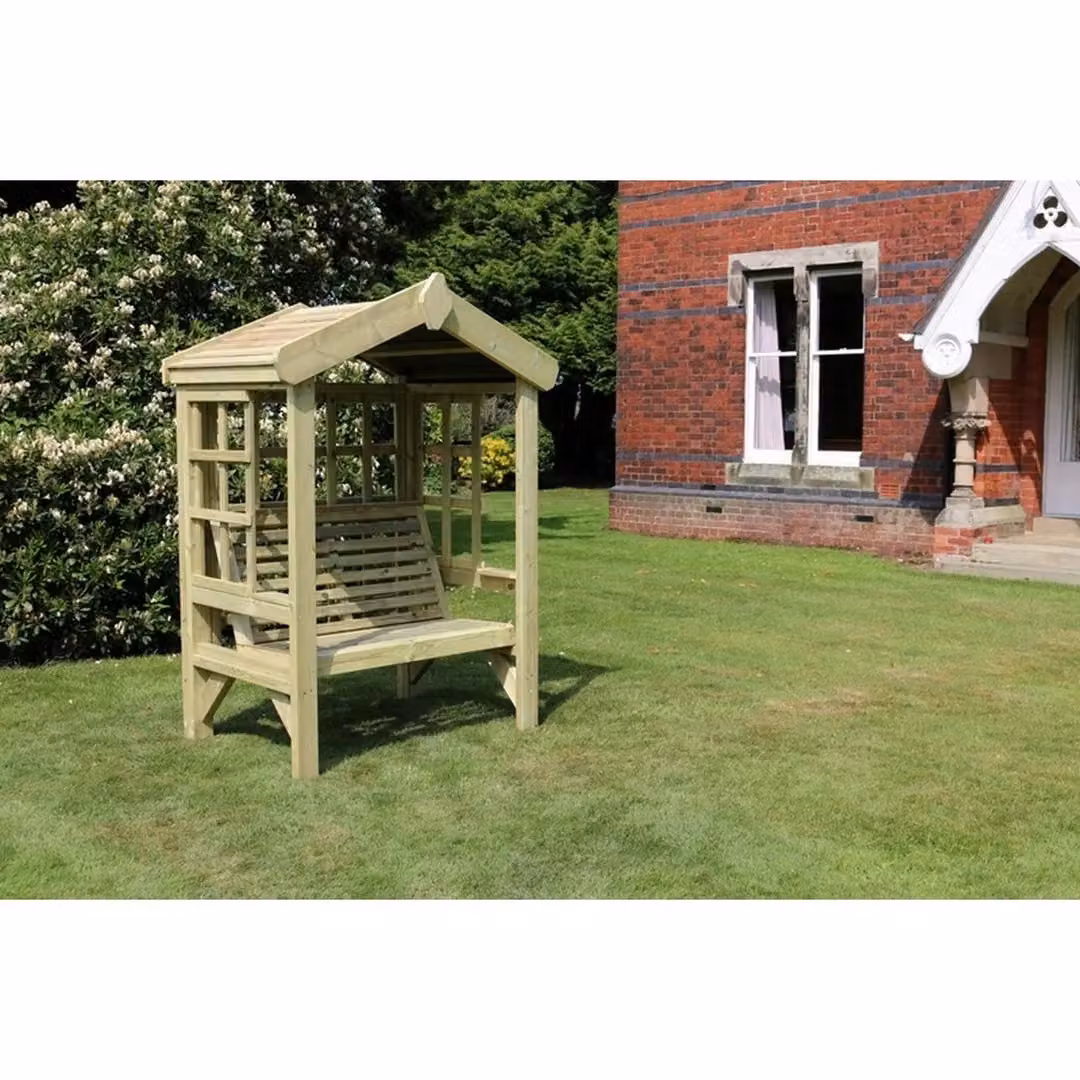 Churnet Valley Garden Furniture Ltd Cottage Arbour Bench Seat with Trellis in Brown, Seats 2 – 2