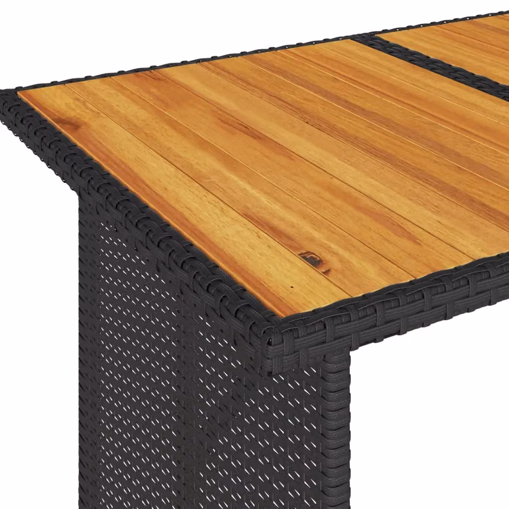 Berkfield Home Modern Garden Table with Black Poly Rattan and Acacia Wood Top, W/D/H: 110 x 68 x 70 cm – 5