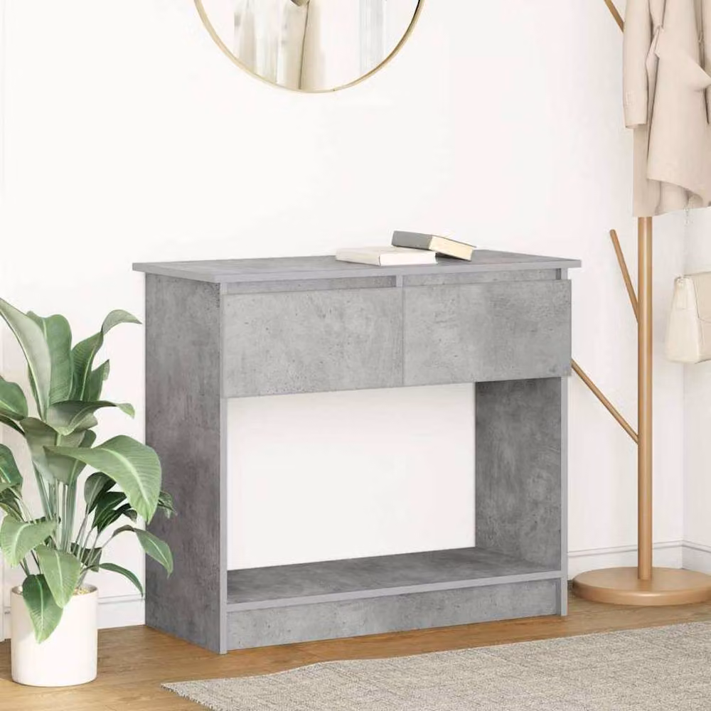 Berkfield Home Modern Console Table with Drawers in Concrete Grey, W: 85.5 cm, D: 38.5 cm, H: 74.5 cm – 2