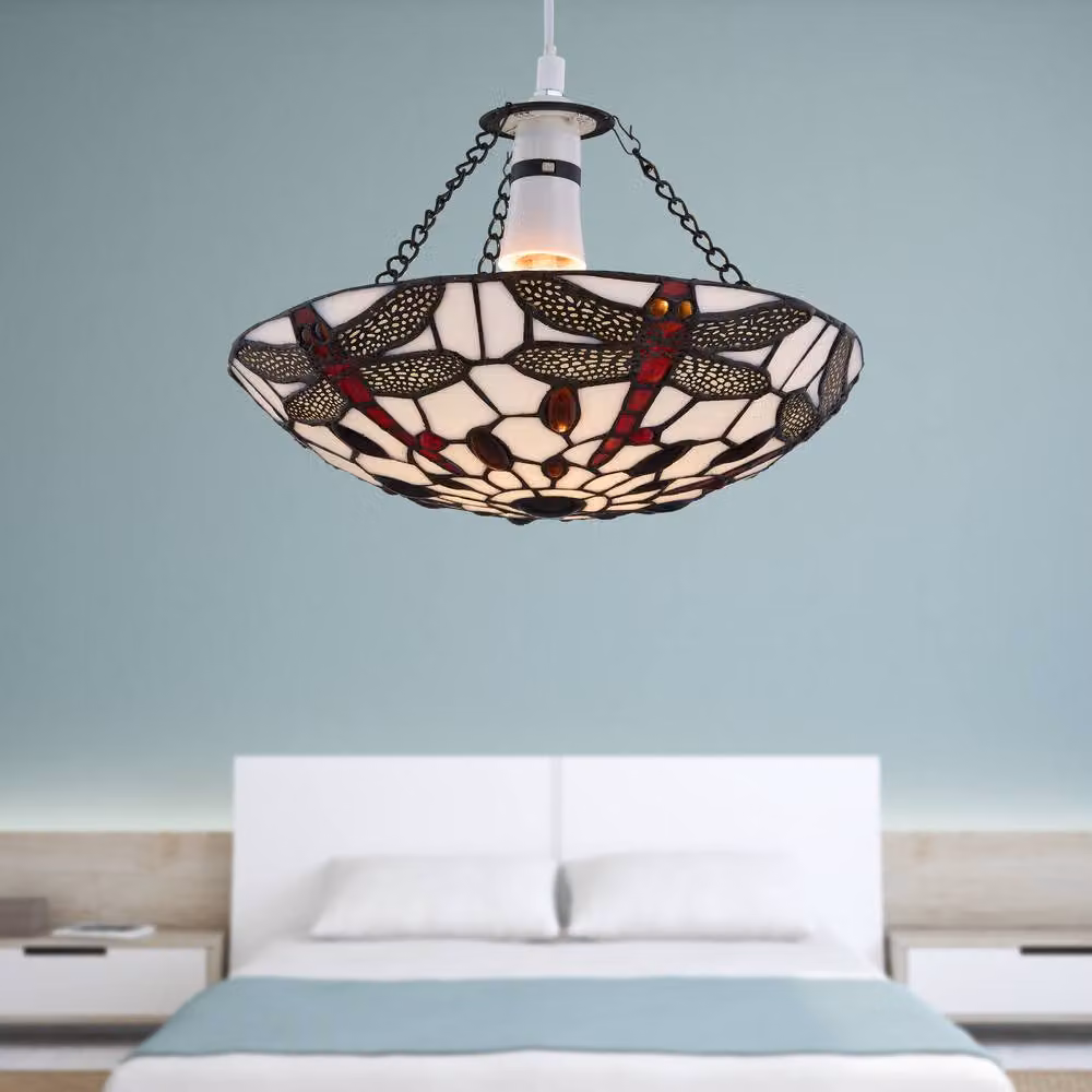 First Choice Lighting Basil Multicolour Tiffany Glass Easy Fit Pendant Shade – 3
