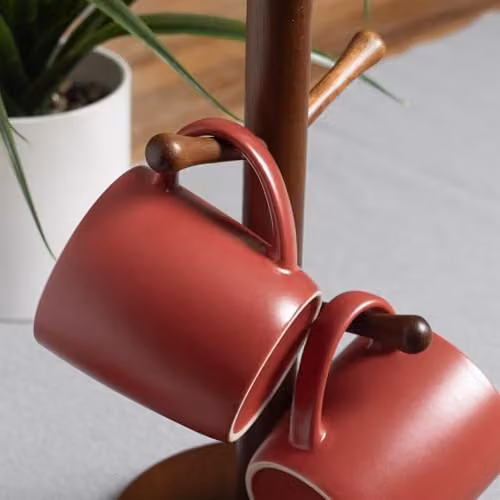 Argon Tableware Matte Red Ceramic Stoneware Coffee Mugs, 350ml, Pack of 4 – 5