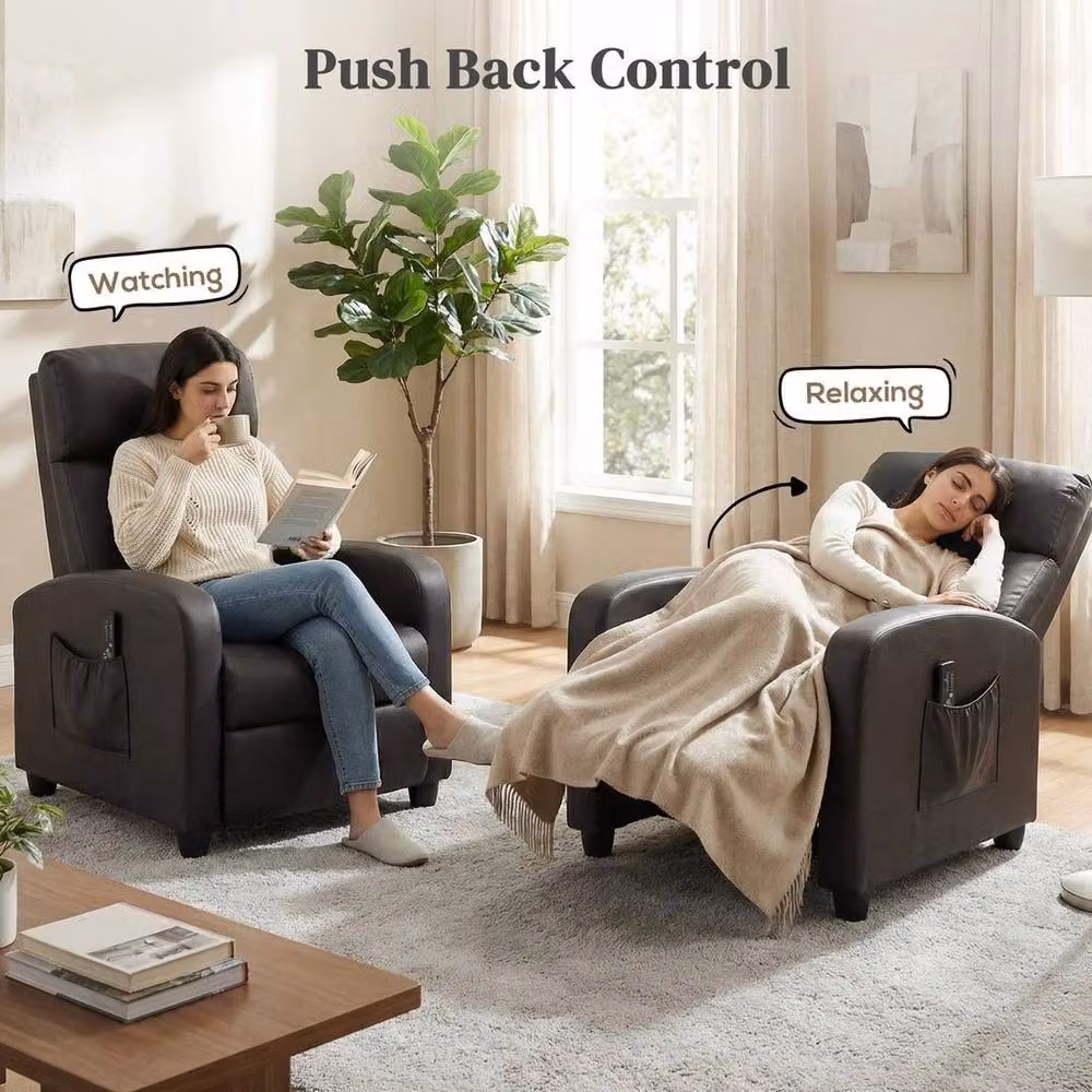 FORGEVIO Brown PU Leather Recliner Massage Armchair – 3