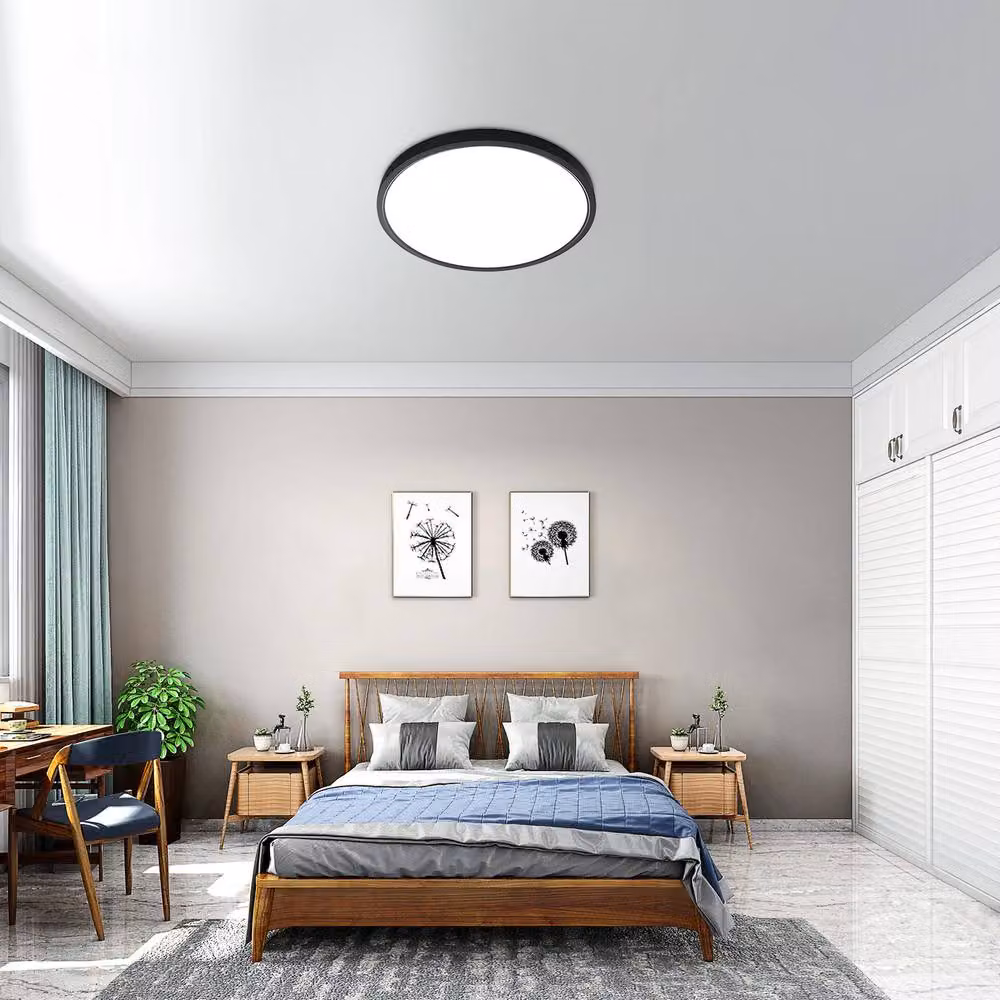 Goeco Round LED Ceiling Light, 24W, 6500K Cool White, IP54 Waterproof, Black – 4