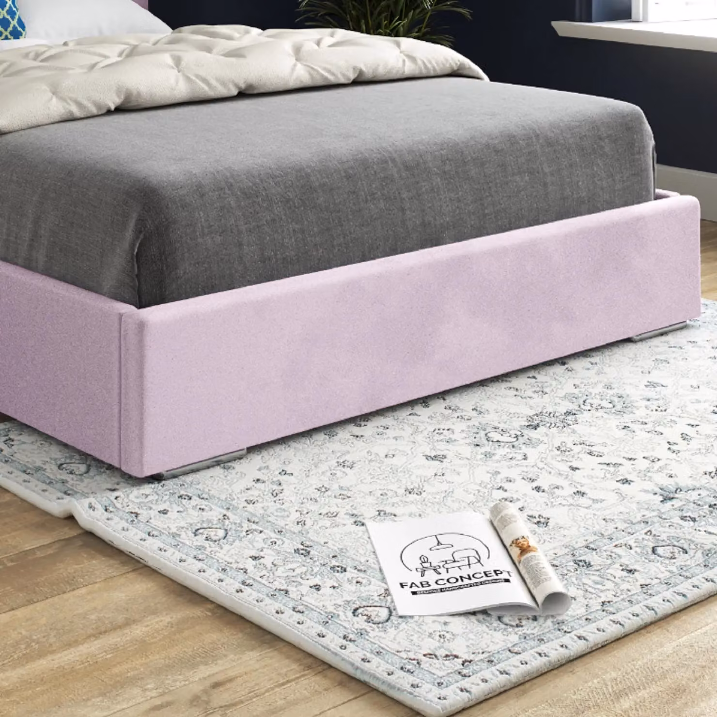 Casani Alma Upholstered Soft Velvet Bed Frame in Pink, W/D/H: 90 x 200 x 137 cm – 3