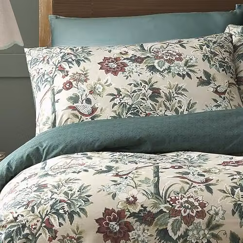 Dreams & Drapes Otillie Tapestry Polycotton Duvet Cover Set, Beige and Multicolour, Double, Duvet Cover 200 x 200 cm and 2 Pillowcases 50 x 75 cm – 2