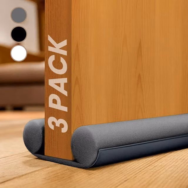 Volila 3-Pack Double Sided Grey Door Bottom Draught Excluder – 1
