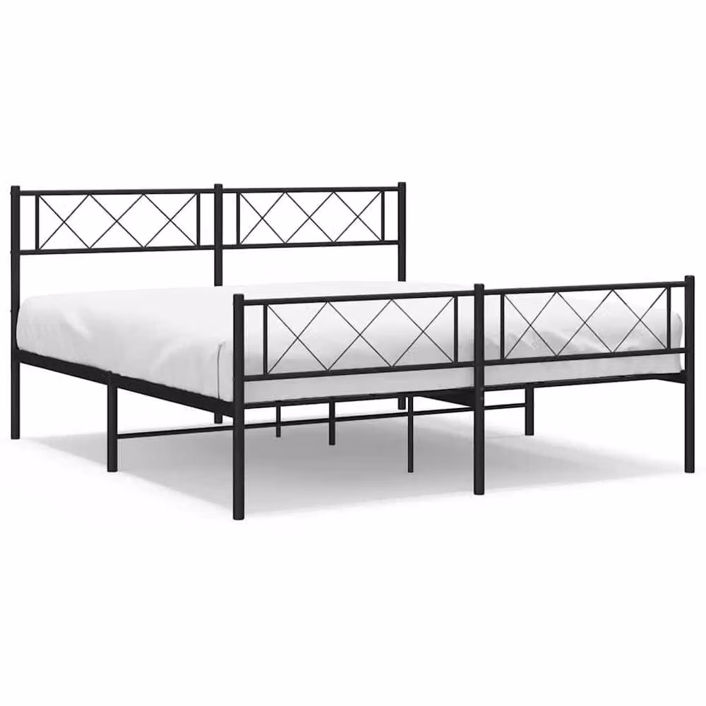 Berkfield Home Metal Bed Frame with Headboard and Footboard, Black, W/D/H: 135 x 190 x 90 cm – 2