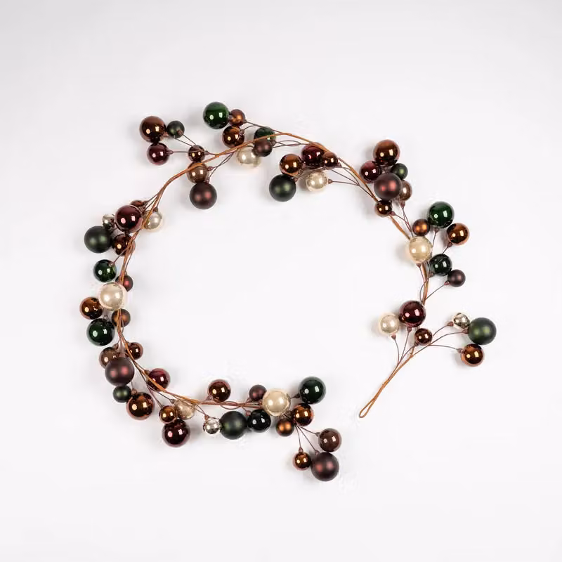 Scottish Everlastings Ltd Green and Bronze Christmas Bauble Garland, 183 cm – 2