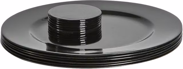 Argon Tableware 12pc Metallic Charger Plates and Coasters Set in Black Melamine, Diameter: 33 cm – 5