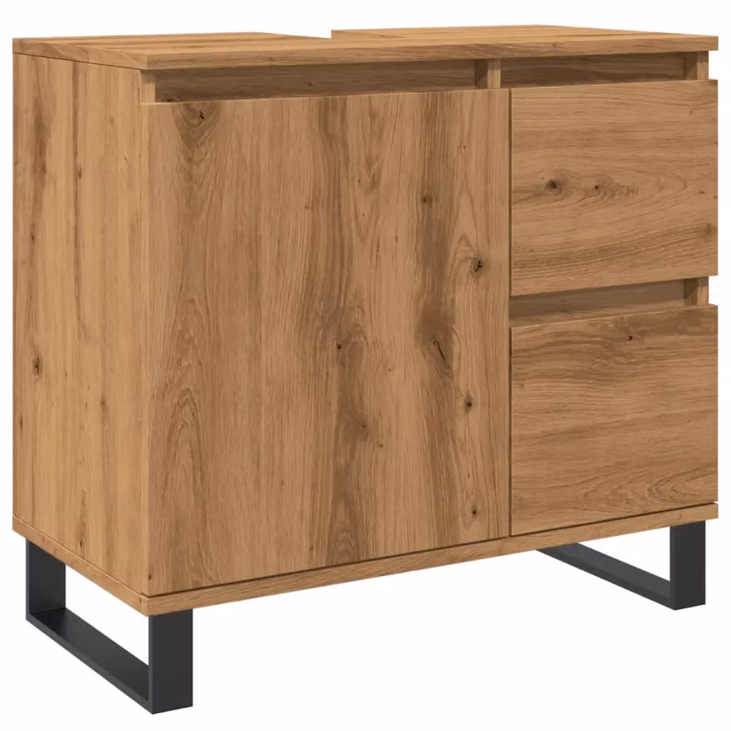 Berkfield Home Artisan Oak Bathroom Sink Cabinet in Brown, W/D/H: 65 x 33 x 60 cm – 2