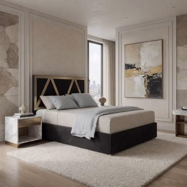 KDMD Eskdale Upholstered Soft Velvet Designer Bed Frame with Black Metal, Super King Size (200 x 200 cm)