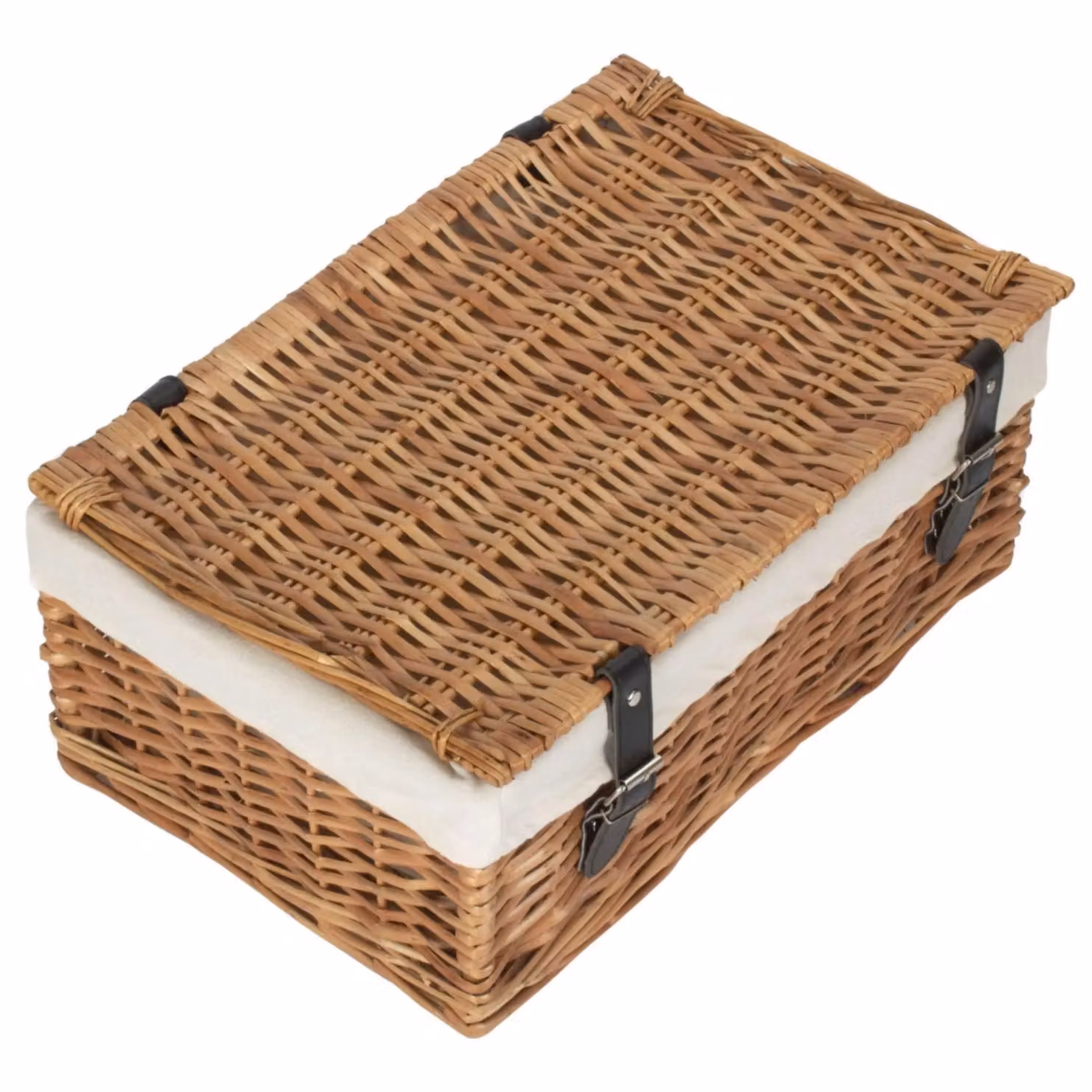 Large Red Wicker Hamper with White Cotton Lining and Handles W/D/H: 46.0 x 30.0 x 19.0 cm – 2