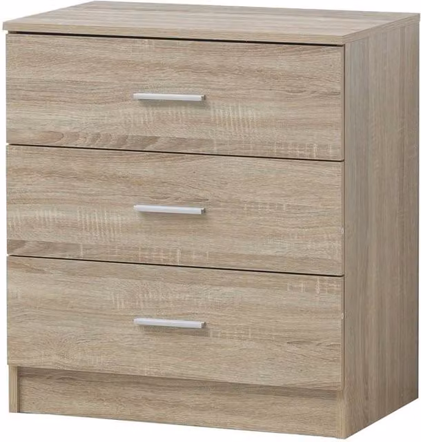 Nordara Sonoma Oak 3 Drawer Chest of Drawers Bedside Cabinet in Light Oak, W: 60 cm, D: 40 cm, H: 69 cm – 1