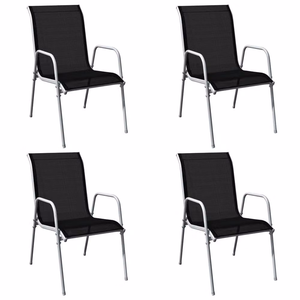 Berkfield Home 5 Piece Outdoor Dining Set in Black and Grey Metal and Glass – 1