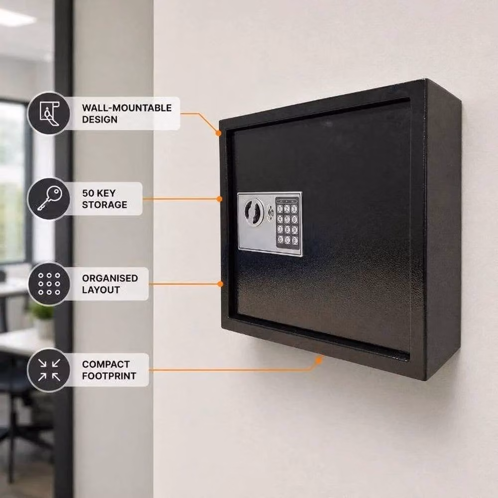 NESTLUNE Digital Electronic Battery Powered Key Safe Lock, Black, W: 100 cm, H: 60 cm – 4