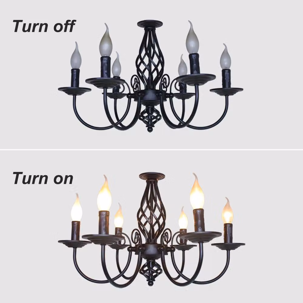 NIVOR 6-Light Adjustable Rustic Vintage Pendant Light in Black – 2