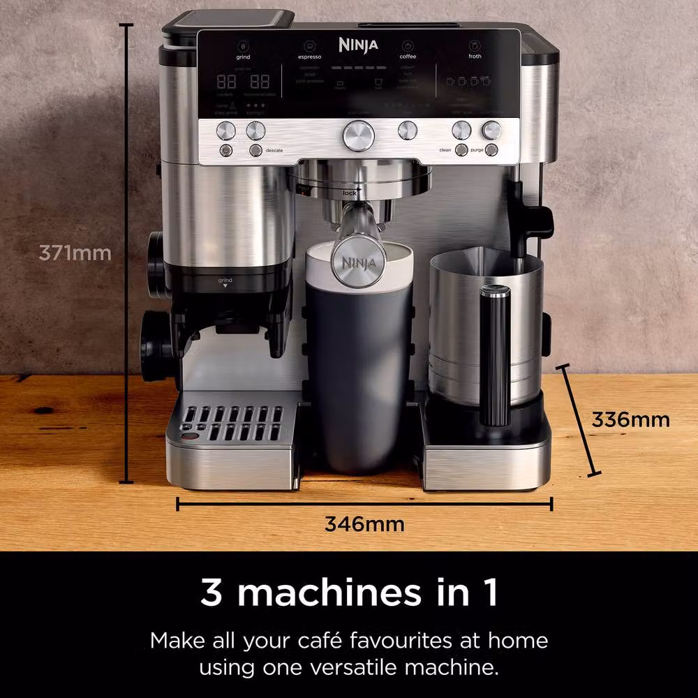 Ninja Luxe Café 2 in 1 Mini Espresso Machine ES301UK in Black with Integrated Scale and Steam Wand – 5