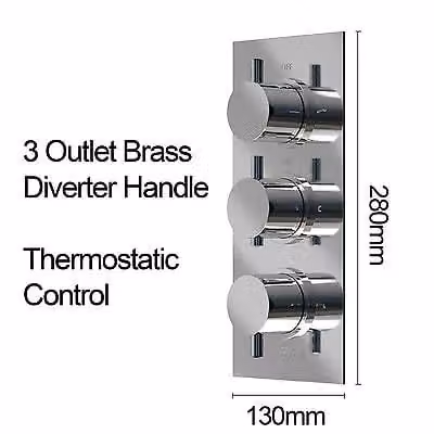 Nes Home Flora 3 Way Round Concealed Thermostatic Mixer Valve Bath Filler and Hand Shower in Silver