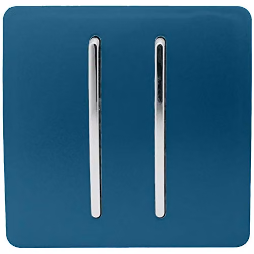 Trendi 2 Gang Modern Retractive Home Automation Switch in Midnight Blue and Chrome