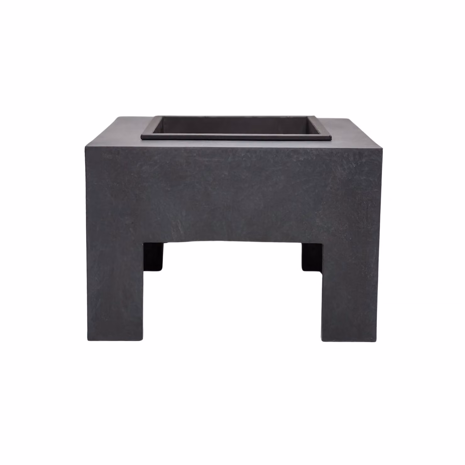 Ivyline Square Fire Pit and Square Console in Stone Anthracite Finish, H: 40 cm, W: 58 cm – 2
