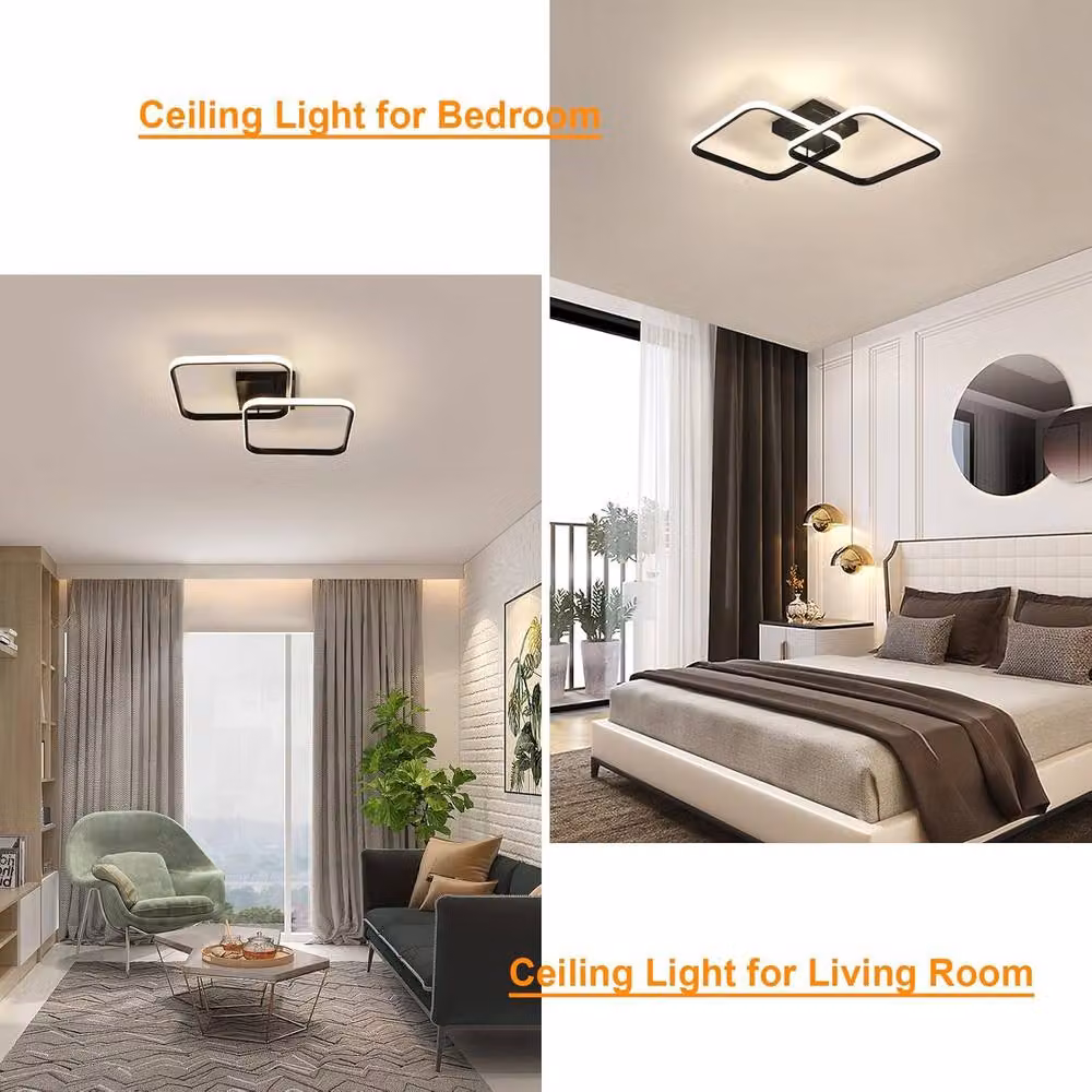 Goeco Modern Square LED Ceiling Light, 42W, 4500K, Black, W/D/H: 64 x 64 x 10 cm – 2