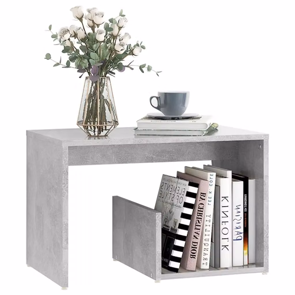 Berkfield Home Modern Grey Concrete Side Table, W: 59 cm, D: 36 cm, H: 38 cm – 2