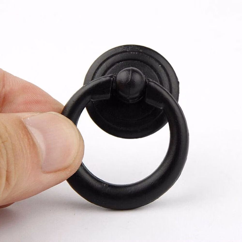 PAWNORA 4-Piece Matt Black Ring Pull Cabinet Knobs – 3