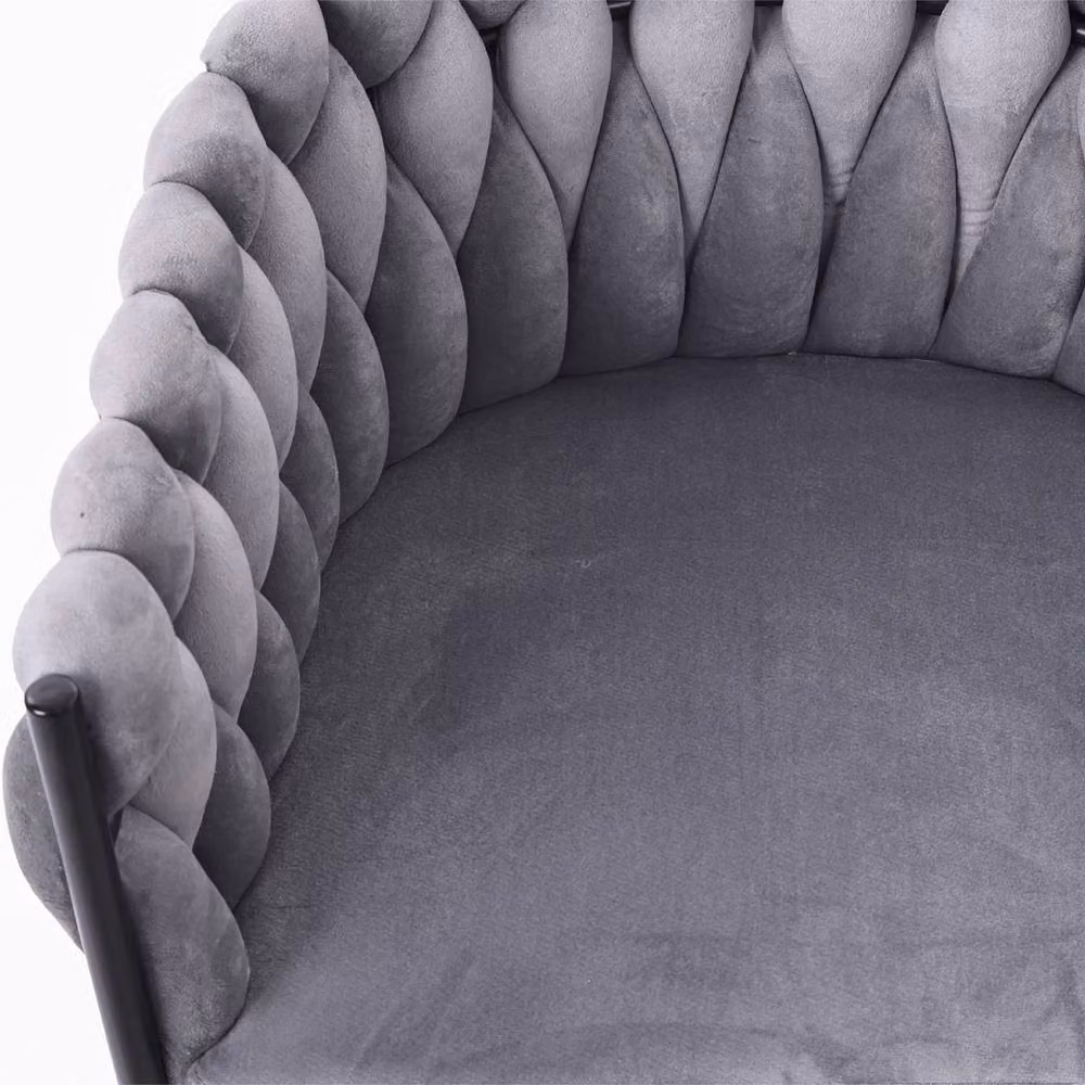 Merax Set of 2 Grey Velvet Swivel Dining Chairs with Metal Legs – 6