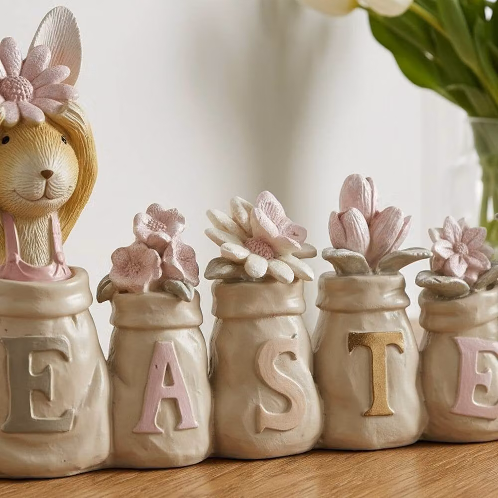 Garden Greatness Decorative Easter Rabbit Ceramic Ornament in Beige – 2