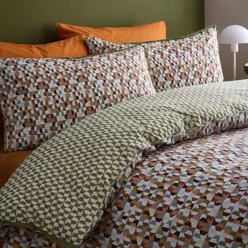 Appletree Star Geo 100% Cotton Duvet Cover and Pillowcase Set, Multicolour Green, 200 x 200 cm – 2