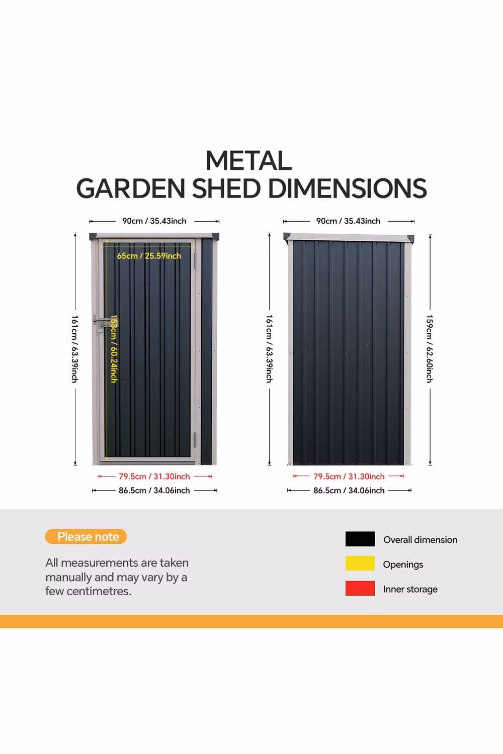 Garden Sanctuary Metal Pent Roof Garden Tool Storage Shed in Dark Grey, W/D/H: 91.44 x 91.44 x 161 cm – 5