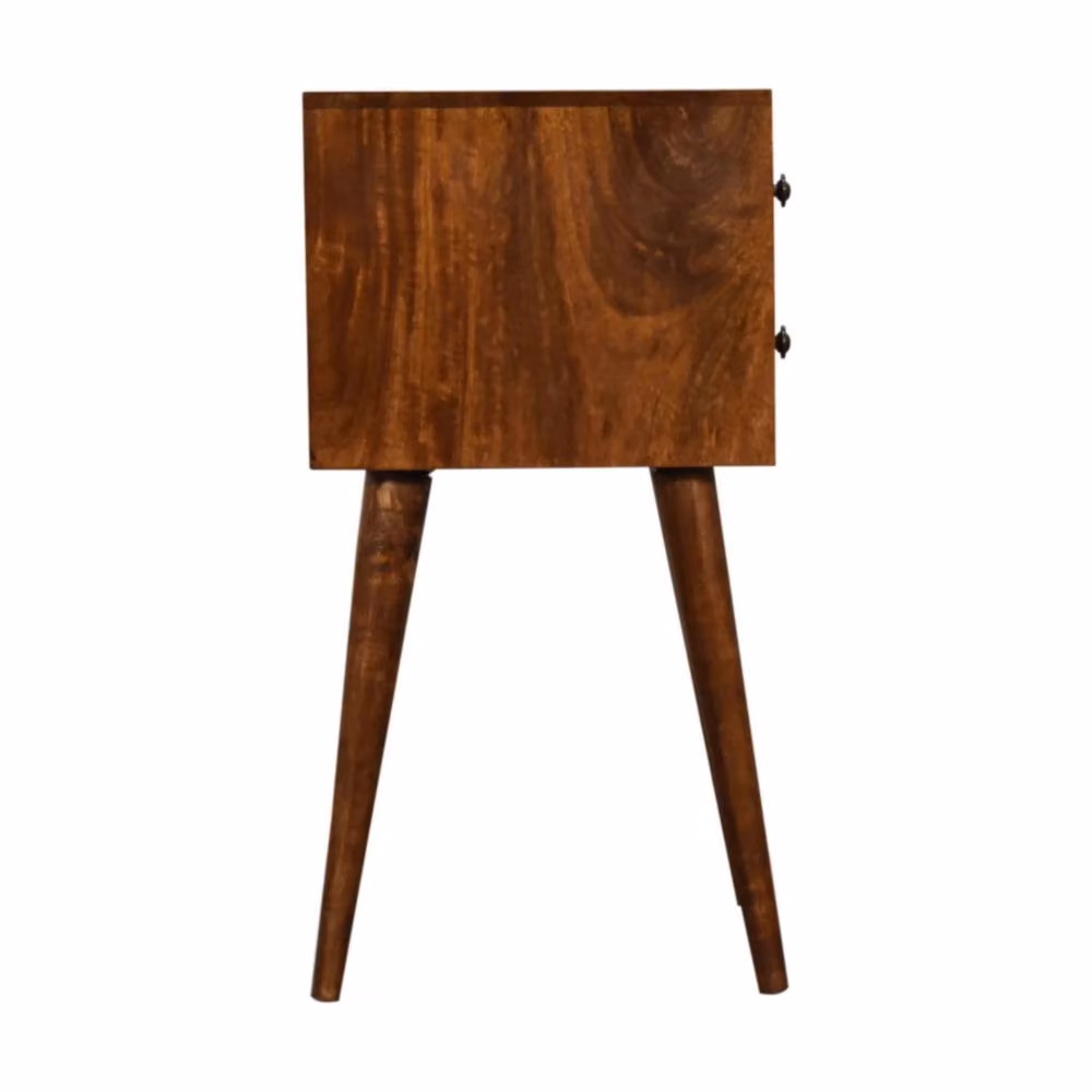 Direct Wicker Mini Chestnut Bedside Table with 2 Drawers in Dark Brown, Solid Mango Wood – 4