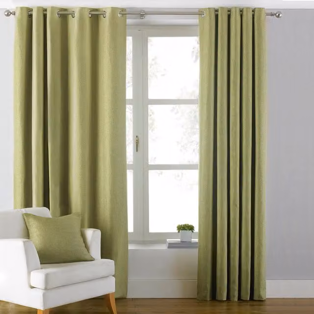 Make It A Home Atlantic Twill Woven Room Darkening Eyelet Curtains, Green, Set of 2, W: 137 cm, H: 168 cm