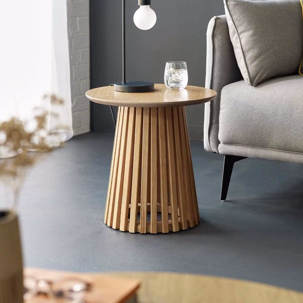 Cheshire Orla Round Lamp Table in Natural Oak, W/D/H: 45 x 45 x 45 cm – 2