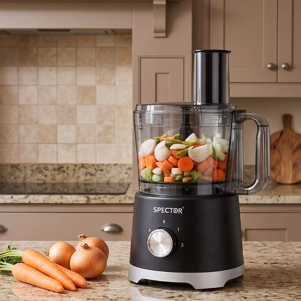 Spector Food Processor 1500W with 2.5L Bowl and 1.5L Glass Jug, Black – 3
