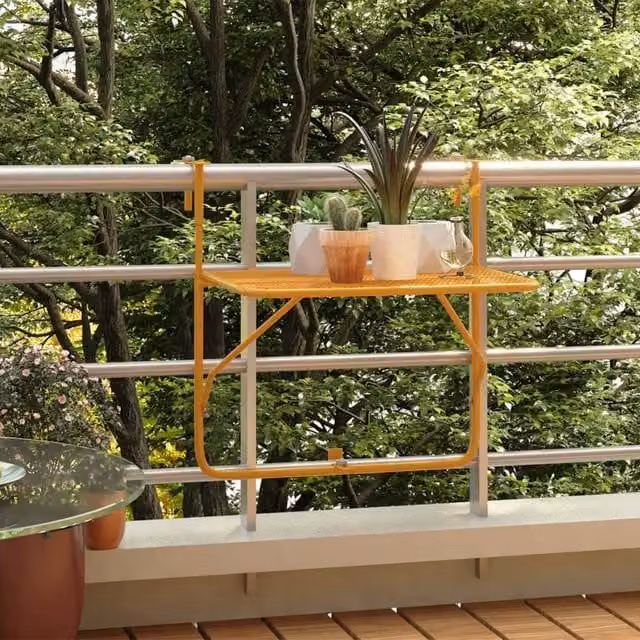 Berkfield Home Yellow Metal Balcony Table W: 60 cm, D: 40 cm – 1