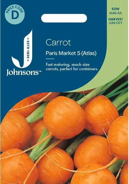 Johnsons Seeds Carrot Paris Market Vegetable Seeds, Orange