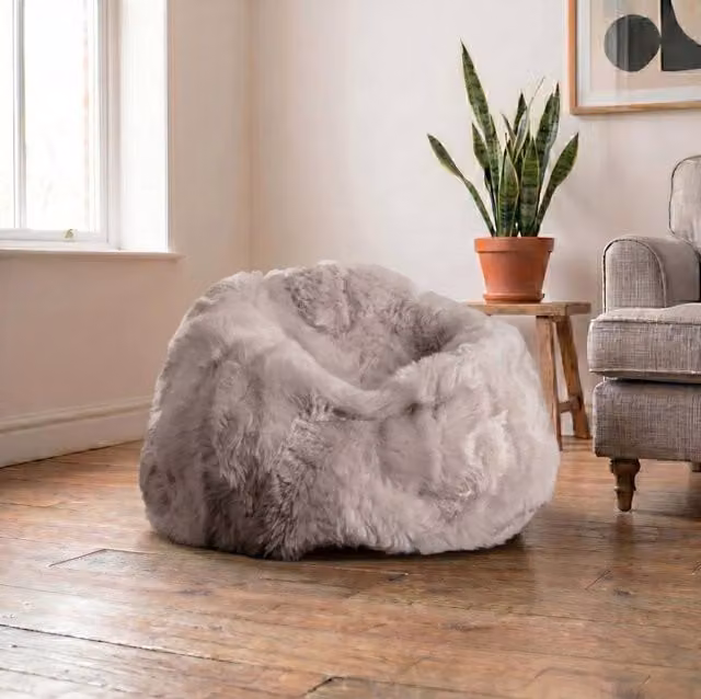 Native Natural XXL Luxurious Sheepskin Beanbag in Stone