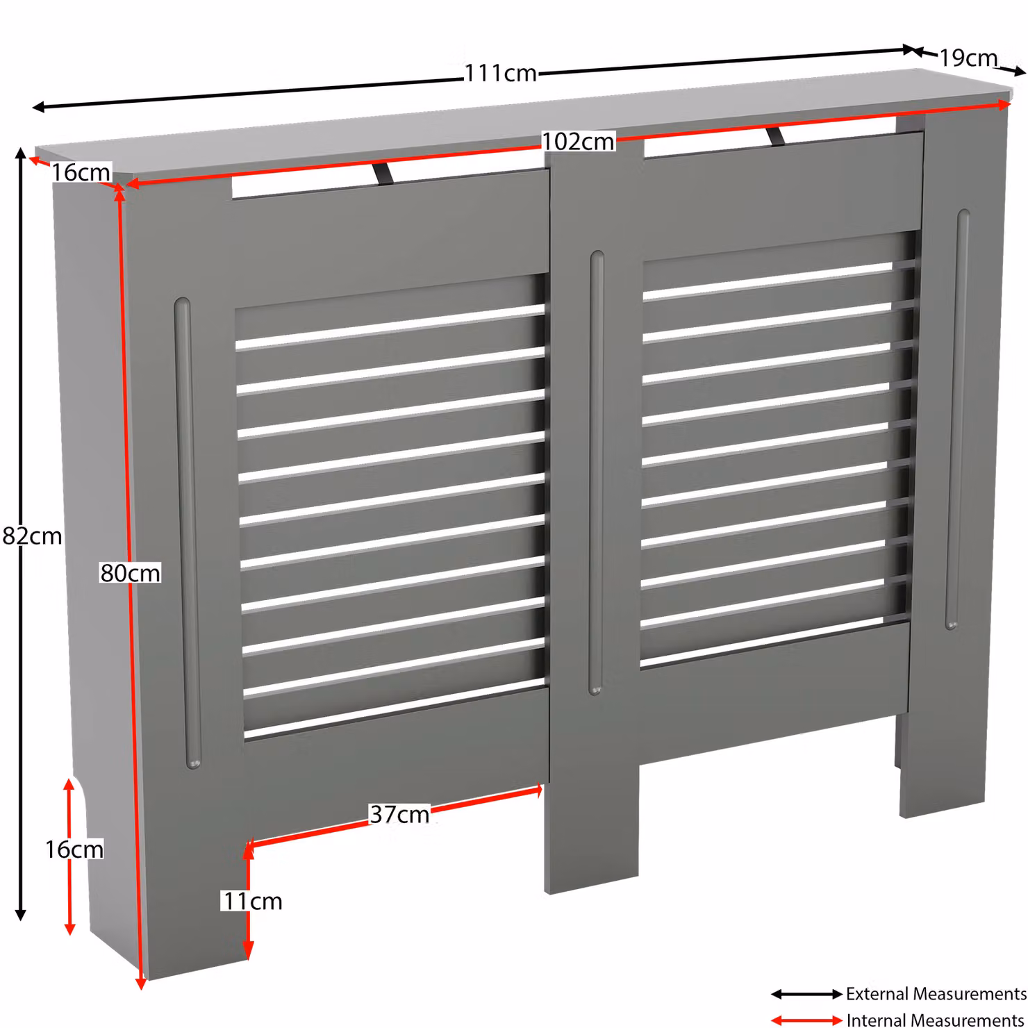 Vida Designs Milton Adjustable MDF Radiator Cover in Grey, H 82.0 x W 111.0 x D 19.0 cm – 2