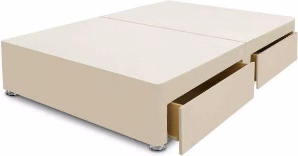 Willow and Eve Modern Upholstered Divan Base with Drawers in Beige, W/D/H: 140 x 200 x 35 cm