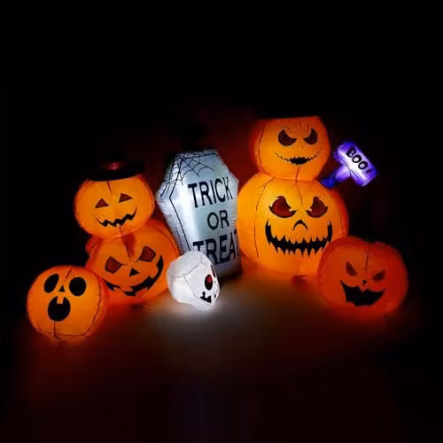 VFM e-Store Halloween Inflatable Pumpkin Graveyard Decoration, Multicolour and Orange – 4