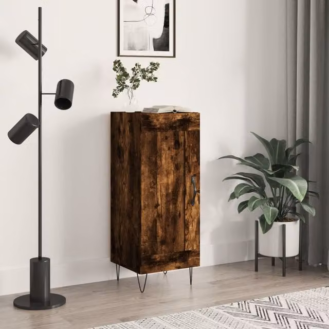Berkfield Home Modern Smoked Oak Sideboard in Brown, W/D/H: 34.5 x 34.0 x 90.0 cm