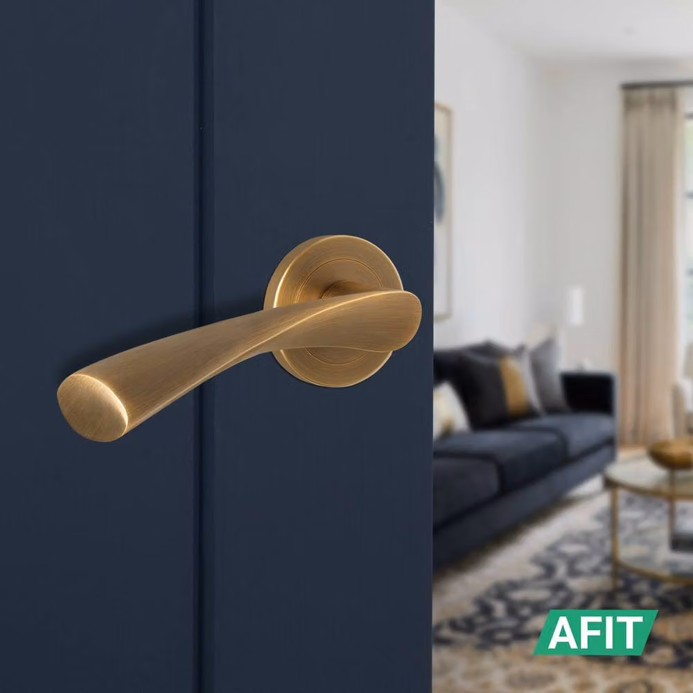 AFIT Antique Brass Door Handle Rose with Latch, 6 Pairs in Bronze, 150 x 150 mm – 3