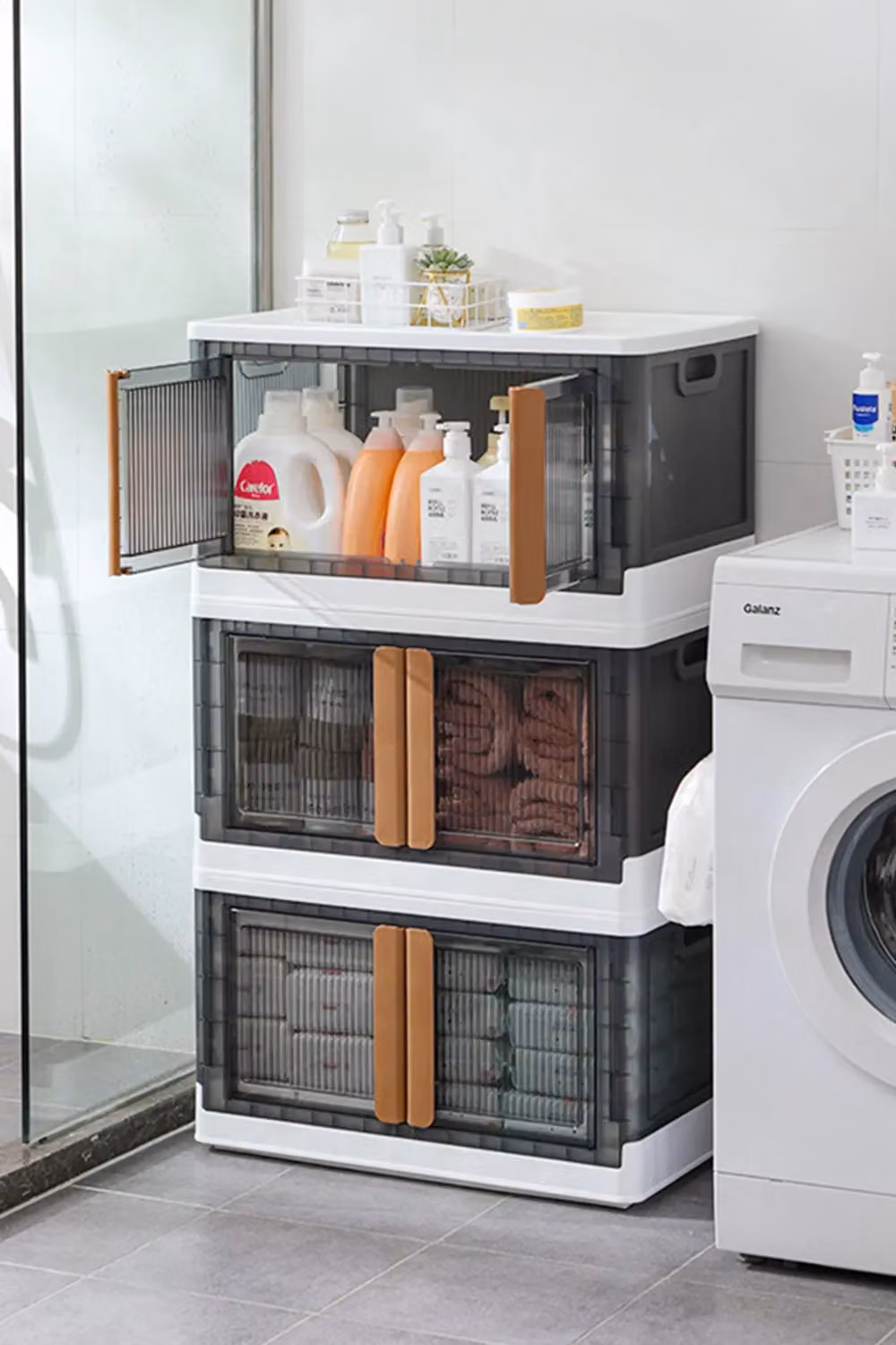 Living and Home 2-Door Collapsible Storage Organizer Wardrobe, Dark Grey, W: 48.7 cm, D: 31 cm, H: 30 cm – 2