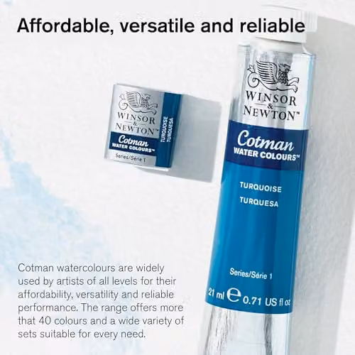 Winsor & Newton Cotman Watercolour Paint, Turquoise, 8ml – 4