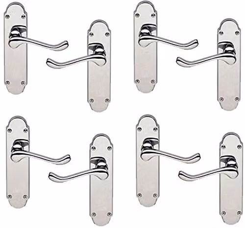 Golden Grace Epsom Victorian Scroll Door Handles in Polished Chrome, 4 Pairs