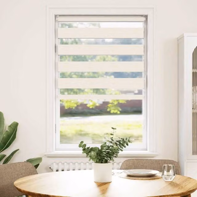 Berkfield Home Zebra Day and Night Blind in Marble Beige Polyester, W: 90 cm, H: 150 cm