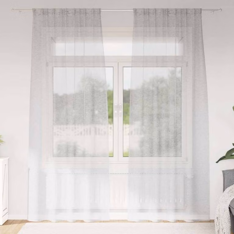 Berkfield Home Plain Polyester Fabric Panel Curtains, 2 Pack, Light Grey, W: 140 cm, H: 225 cm