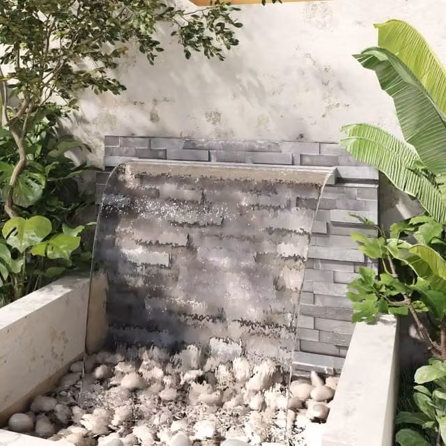Berkfield Home Rectangular Waterfall Pool Fountain in Silver Stainless Steel, Width: 110 cm